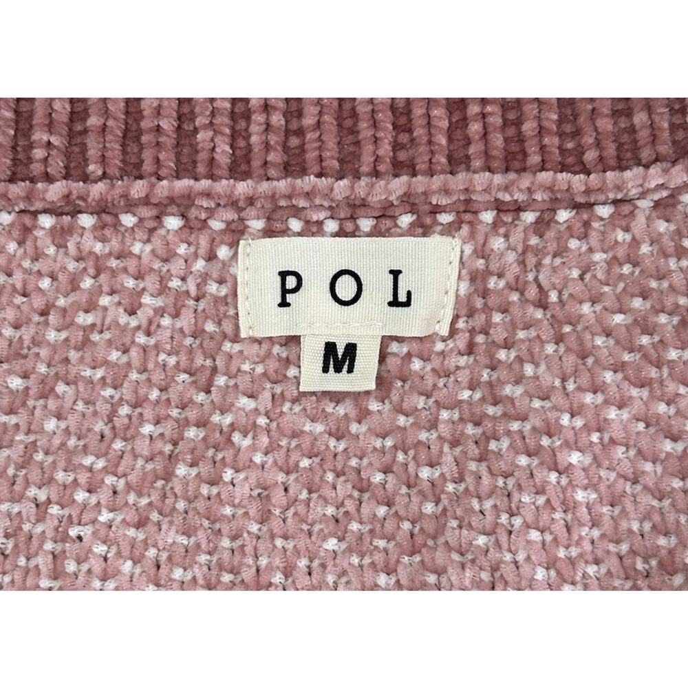 POL Pink White Knit Women’s Sweater Beaded Pearl Details Size M - Picture 6 of 8